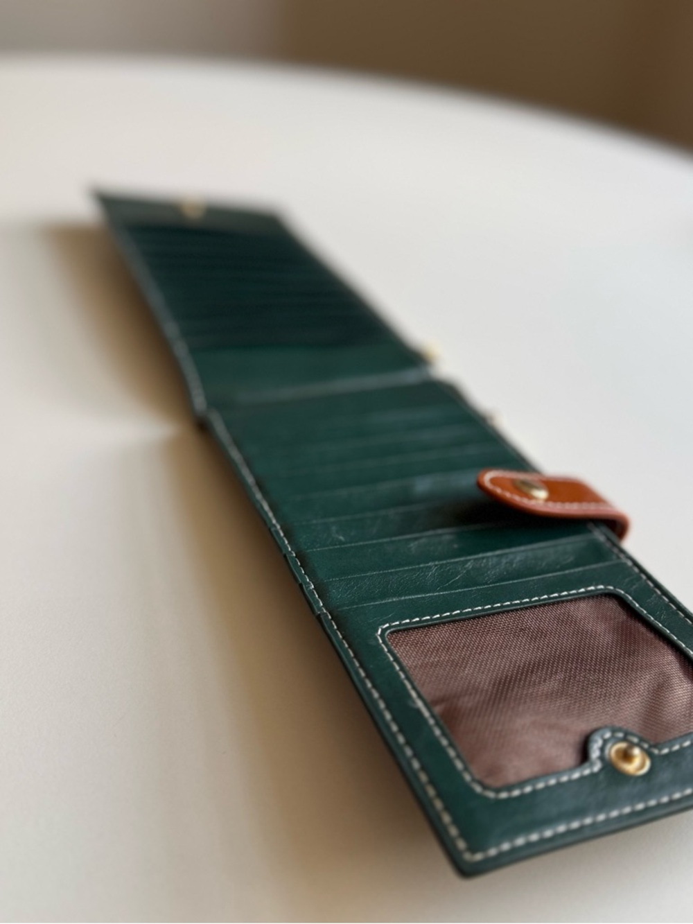 AnDoilt Genuine Leather Credit Card ID Bills Green Wallet Slim Bifold Purse - Picture 4 of 14